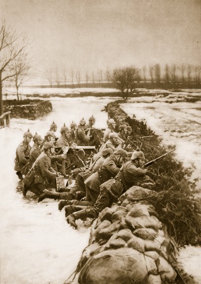 Německý kulometný oddíl držící barikádu v Polsku, 1914-19 od German School
