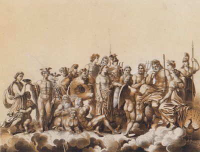 Bohové klasické doby (barevná litografie) od German School