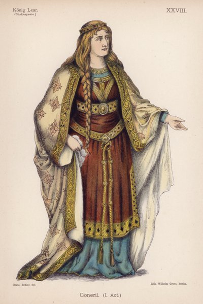 Goneril, ze Shakespearova Krále Leara (barevné lito) od German School