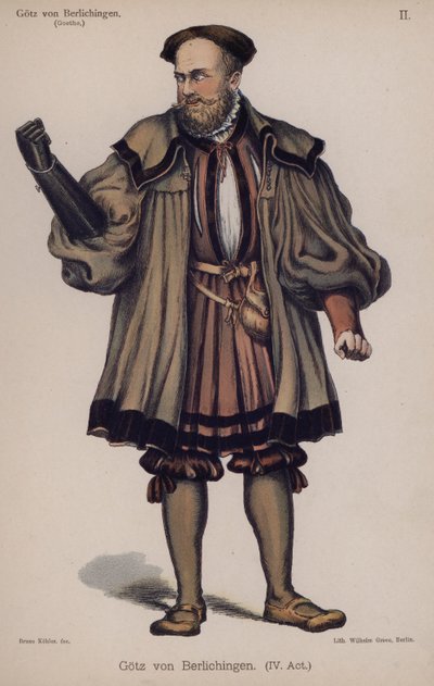 Gotz von Berlichingen, titulní postava ze hry Goetha (barevné lito) od German School