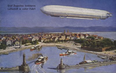 Vzducholoď hraběte Ferdinanda von Zeppelina za letu od German School