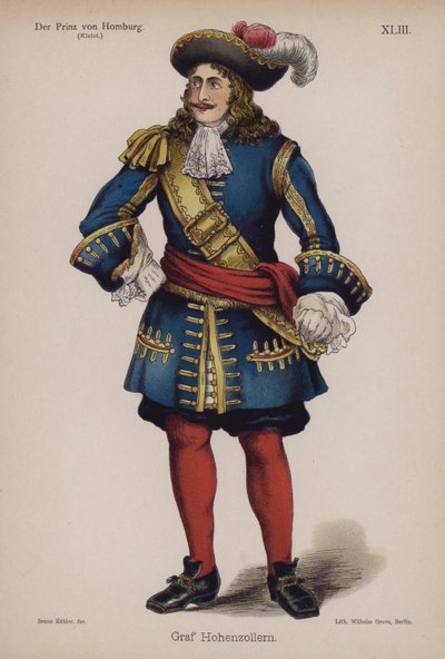 Graf Hohenzollern, z Der Prinz von Homburg (Princ z Homburgu) od Heinricha von Kleista (barevné lito) od German School