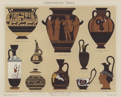 Řecké vázy (barva litho) od German School