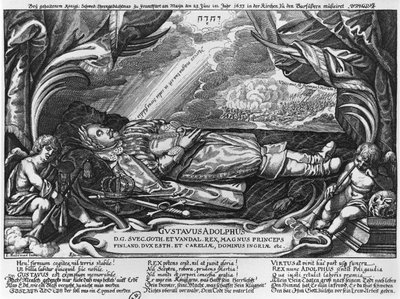 Gustavus Adolphus II (1594-1632) král Švédska, na smrtelné posteli, 1633 od German School