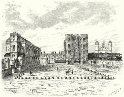 Hampton Court Palace, Richmond upon Thames (rytina) od German School