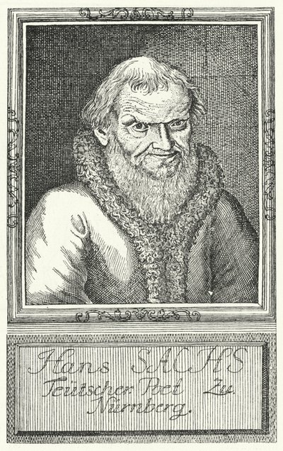 Hans Sachs , německý dramatik a spisovatel (rytina) od German School