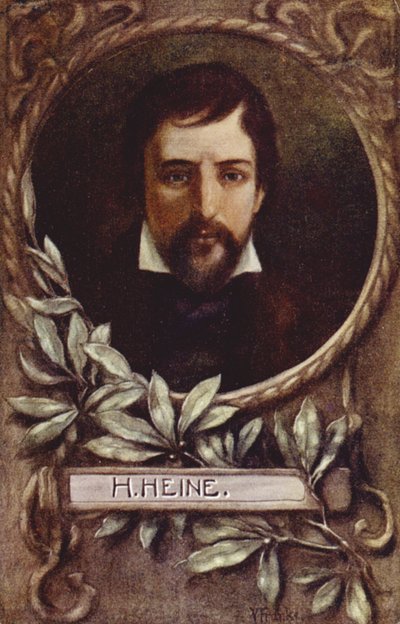Heinrich Heine , německý básník (barevné lito) od German School