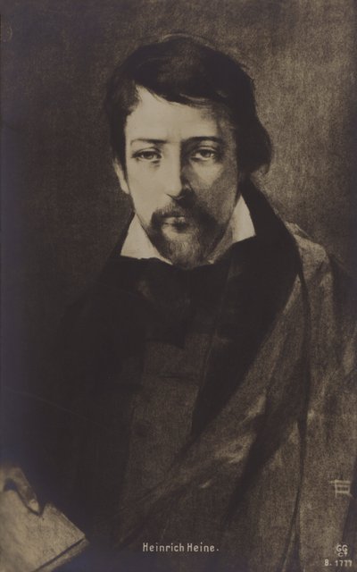 Heinrich Heine, německý básník. (litografie) od German School