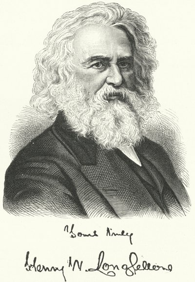 Henry Wadsworth Longfellow , americký básník a profesor (rytina) od German School