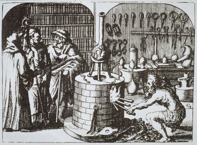Hermetičtí filozofové a alchymista z Musea Hermeticum od Michaela Majera (1625) ilustrovaný v historii magie publikované koncem 19. od German School