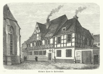 Dům básníka Johanna Wilhelma Ludwiga Gleima, Halberstadt, Německo (rytina) od German School