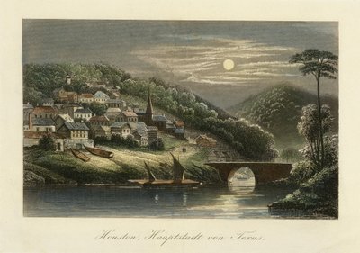 Houston, hlavní město Texasu, c. 1845-c. 1850 od German School