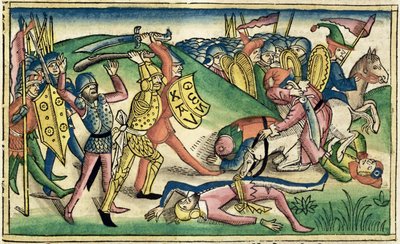 I Kings 15 16 Válka mezi Asou a Baashou, z norimberské bible (Biblia Sacra Germanaica) (barevný dřevoryt) od German School