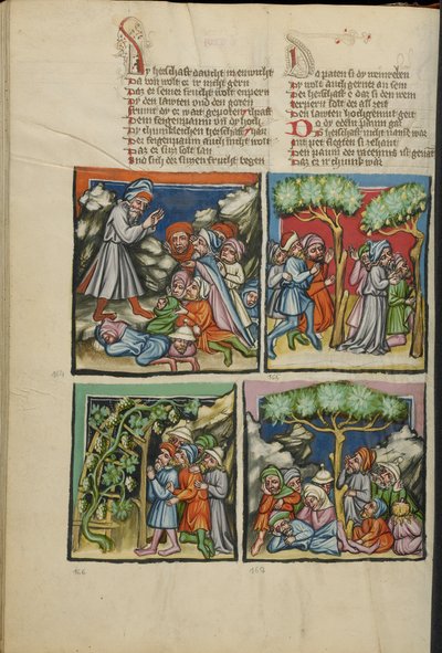 Iluminace z Weltchronik Ms 33 fol. 135v, cca 1400-10 (tempera, zlatá a stříbrná barva, inkoust na pergamenu) od German School