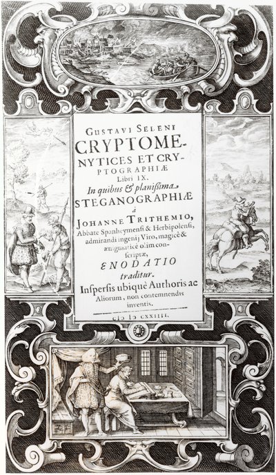 Ilustrace z knihy 9 Cryptomenysis and Cryptography od Gustava Selenuse (Augustus, vévoda z Brunswicku), 1624 od German School