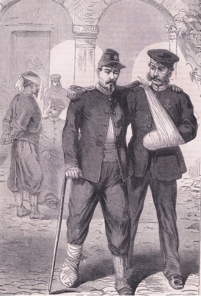 V nemocnici Cassellova historie války mezi Francií a Německem vydaná Cassell and Company Limited, kolem roku 1890 (litho) od German School