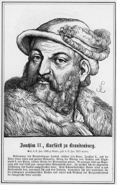 Joachim II., braniborský kurfiřt (rytina) od German School
