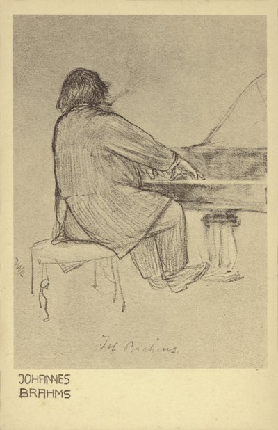 Johannes Brahms hraje na klavír od German School