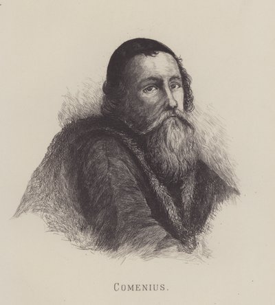 Jan Amos Komenský, český filozof, teolog a osvětový aktivista (litho) od German School