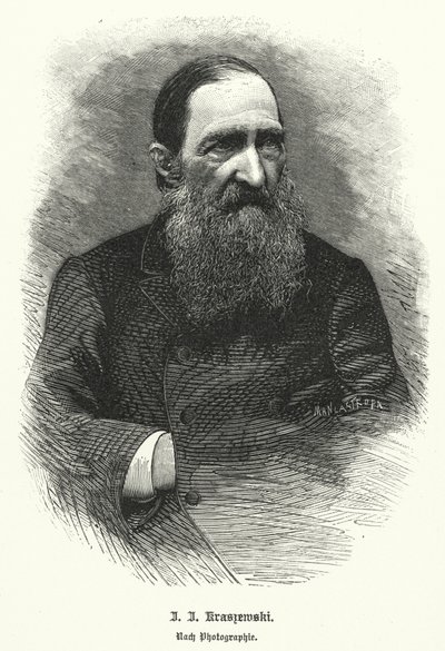 Jozef Ignacy Kraszewski , polský historik a romanopisec (litho) od German School