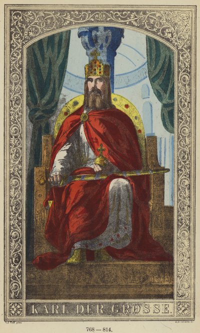 Karl Der Grosse, 768-814 (barevná rytina) od German School