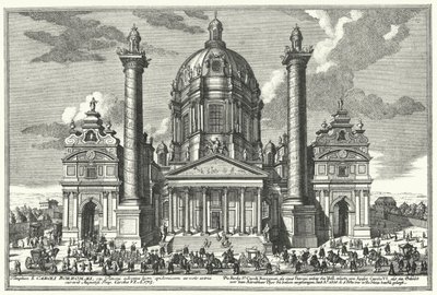 Karlskirche (kostel svatého Karla), Vídeň (rytina) od German School