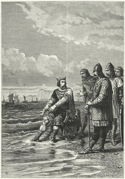 Král Canute a vlny (rytina) od German School