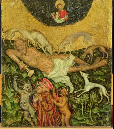 Lazarus a bohatý muž, kolem roku 1400 od German School