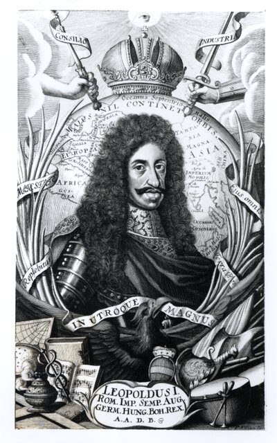 Leopold I. (1640-1705), uherský král a císař Svaté říše římské, vyryl Philipp Kilian (1628-93) od German School