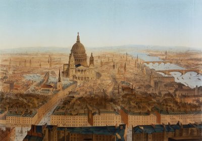 Londýn: pohled z ptačí perspektivy na St. Pauls a řeku Temži, hospoda. od Carla Martina od German School