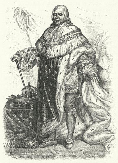 Louis XVIII, král Francie (rytina) od German School
