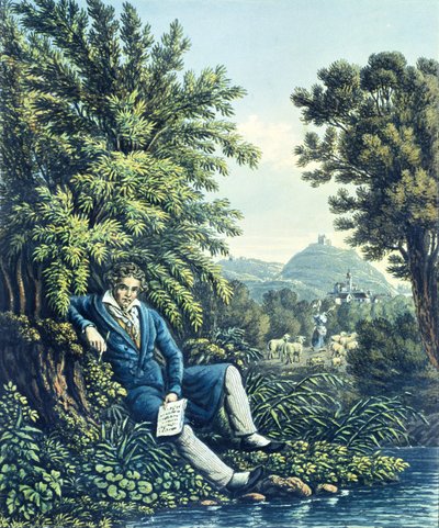 Ludwig van Beethoven u řeky od German School