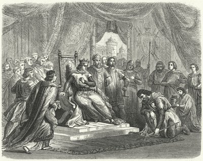 Malcolm IV ze Skotska vzdává hold Jindřichovi II. Anglie v Chesteru od German School