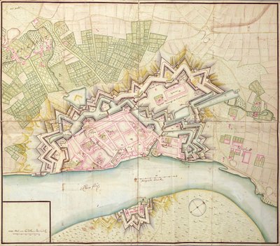 Mapa Düsseldorfu, 1736 od German School