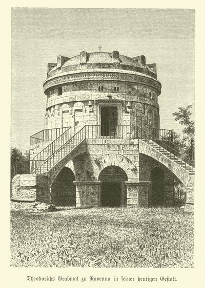Mauzoleum Theoderika Velikého, krále Ostrogótů, Ravenna, Itálie (rytina) od German School