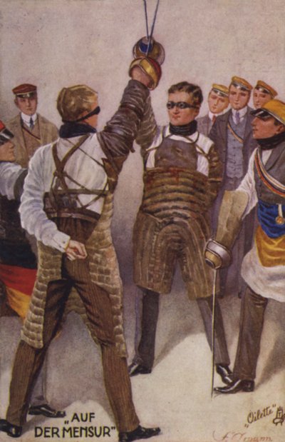 Mensur (barevná litografie) od German School