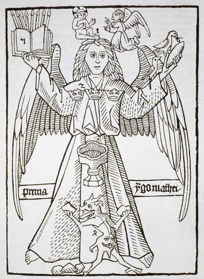 Mnemotechnická figura, z Ars Memorandi, kolem 1470, (přetištěno 1883) ilustrovaná v historii magie publikované koncem 19. století od German School