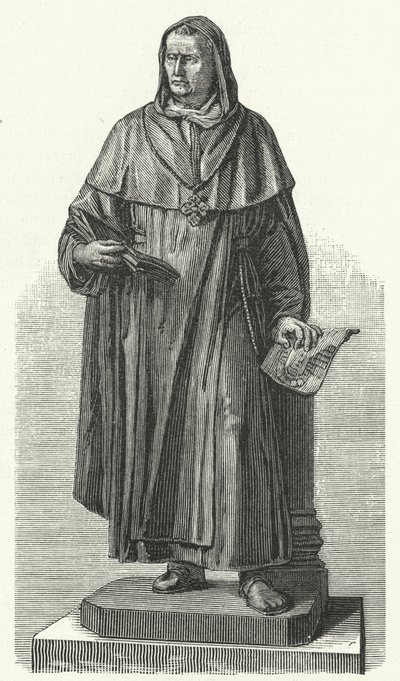 Památník německého Saint Albertus Magnus v jeho rodišti Lauingen, Bavorsko (rytina) od German School