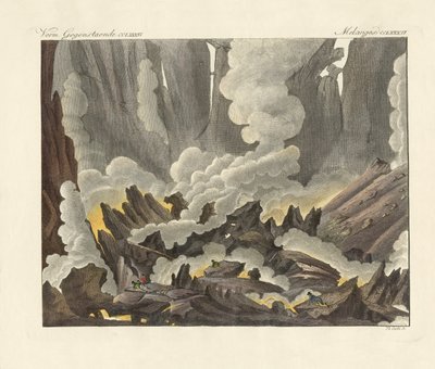 Etna Sicílie (barevná rytina) od German School