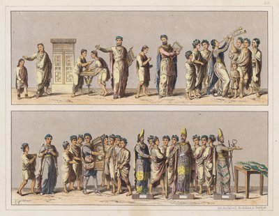 Hudebníci a sbor klasicismu (barevná litografie) od German School