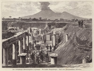 Nové vykopávky v Pompejích, Itálie (rytina) od German School