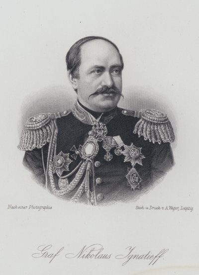 Nikolay Ignatyev, ruský státník a diplomat (rytina) od German School