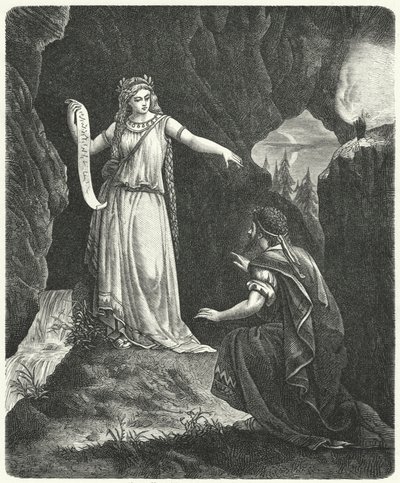 Numa Pompilius s nymfou Egeria (rytina) od German School