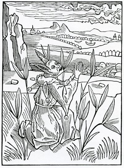 Neprospěšné a vayne modlitební sliby a peticyony, ilustrace z anglického překladu Alexandra Barclaye „The Ship of Fools“, z vydání vydaného v roce 1874 od German School