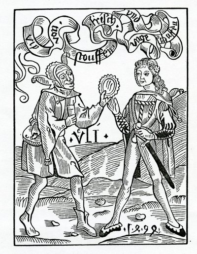 Z nové módy a převlečených oděvů, ilustrace z anglického překladu Alexandra Barclaye „The Ship of Fools“, z vydání vydaného v roce 1874 od German School
