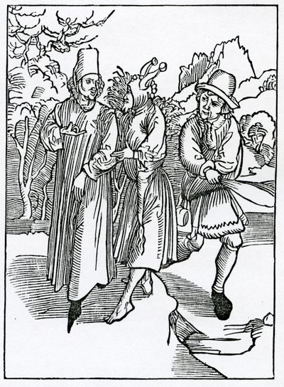 O hlasu nevlídnosti a hlouposti, který následuje, ilustrace z anglického překladu Alexandra Barclaye „The Ship of Fools“, z vydání vydaného v roce 1874 od German School