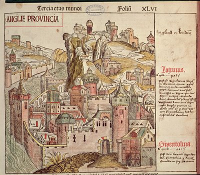 Starý Londýn, z Norimberské kroniky od Hartmanna Schedela (1440-1514) 1493 od German School