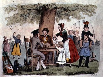 Open Air Games, Německo, cca 1860 (barevná rytina) od German School