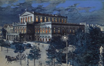 Opera, Hannover, Německo (barevná litografie) od German School