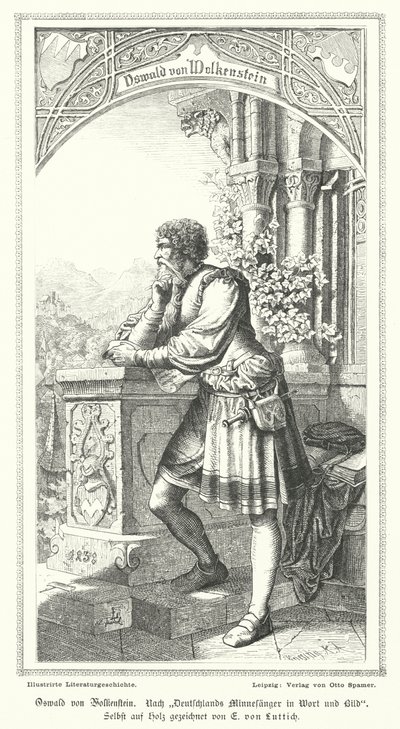 Oswald von Wolkenstein , německý básník, skladatel a diplomat (rytina) od German School
